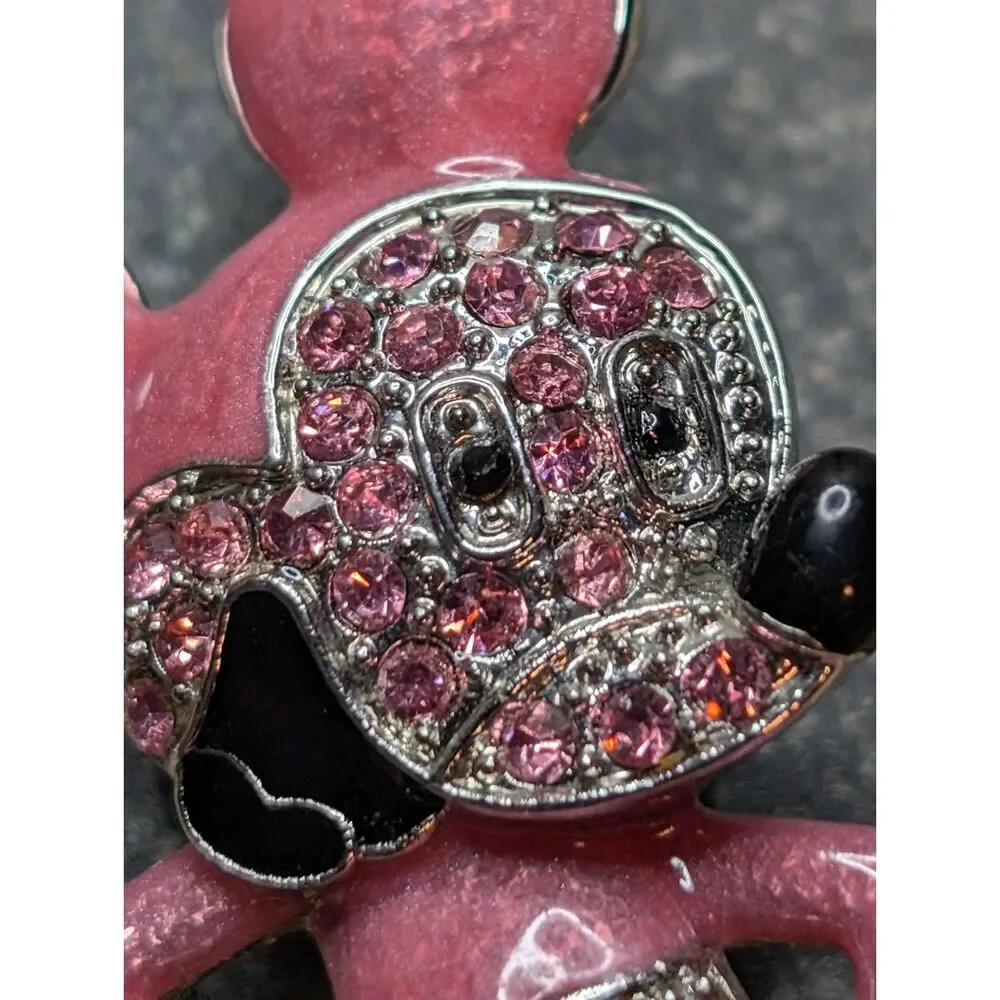 Mickey Mouse Rhinestone Broach – Pink Glitter, Vintage Style, Disney-Inspired - Picture 2 of 5